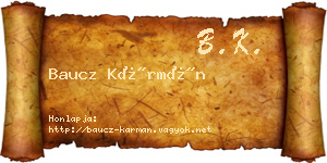 Baucz Kármán névjegykártya
